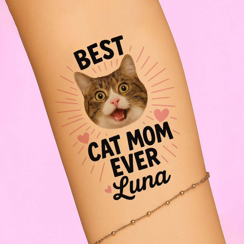 Best Cat Mom Ever Personalized Temporary Tattoo