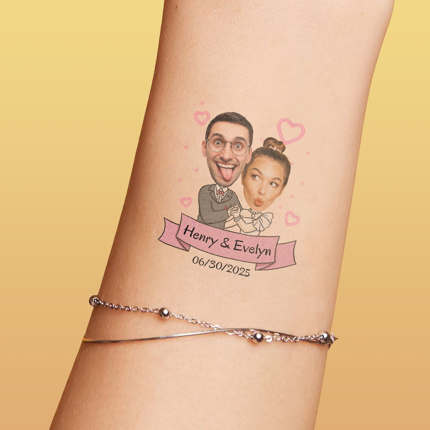 Wedding Custom Groom Bride Face Temporary Tattoo