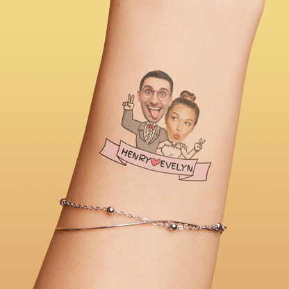Wedding Custom Groom Bride Face Temporary Tattoo