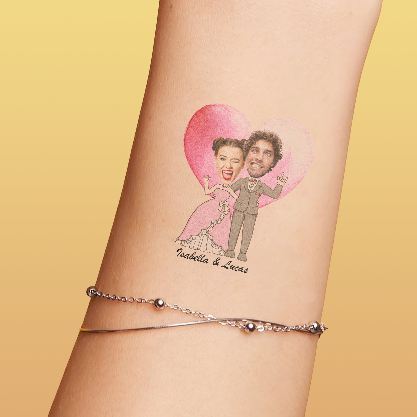 Wedding Custom Groom Bride Face Temporary Tattoo