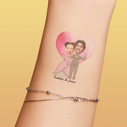 Wedding Custom Groom Bride Face Temporary Tattoo