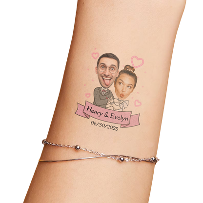 Wedding Custom Groom Bride Face Temporary Tattoo