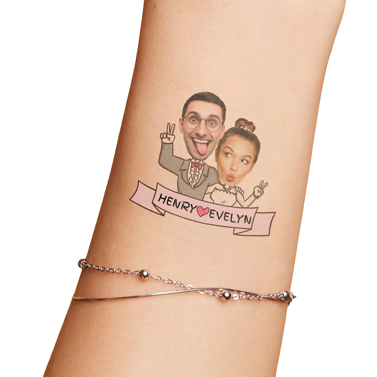 Wedding Custom Groom Bride Face Temporary Tattoo