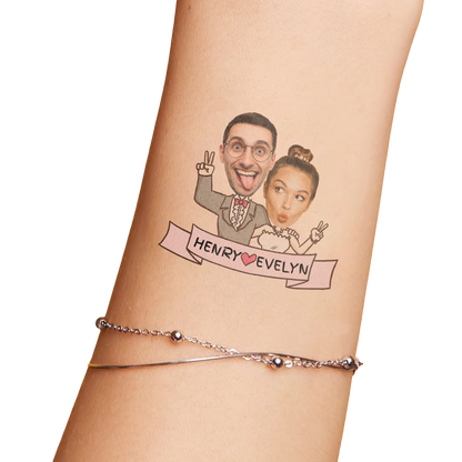 Wedding Custom Groom Bride Face Temporary Tattoo