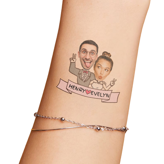 Wedding Custom Groom Bride Face Temporary Tattoo