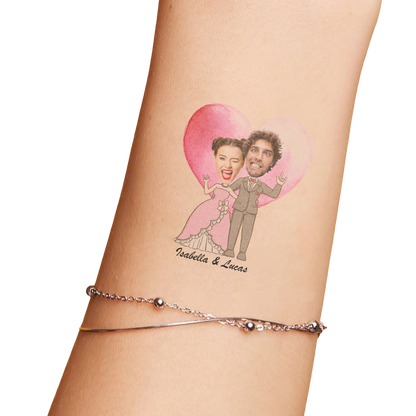 Wedding Custom Groom Bride Face Temporary Tattoo