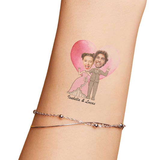 Wedding Custom Groom Bride Face Temporary Tattoo