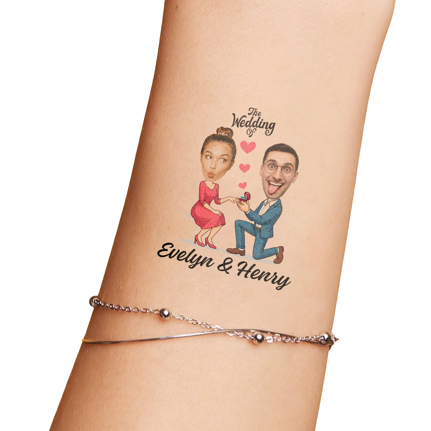 Wedding Custom Groom Bride Face Temporary Tattoo
