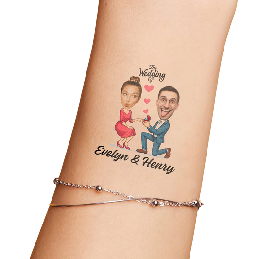 Wedding Custom Groom Bride Face Temporary Tattoo