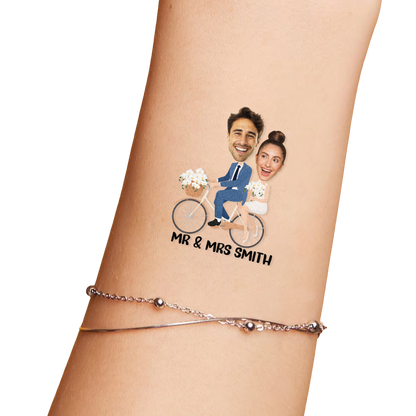 Wedding Custom Groom Bride Face Temporary Tattoo