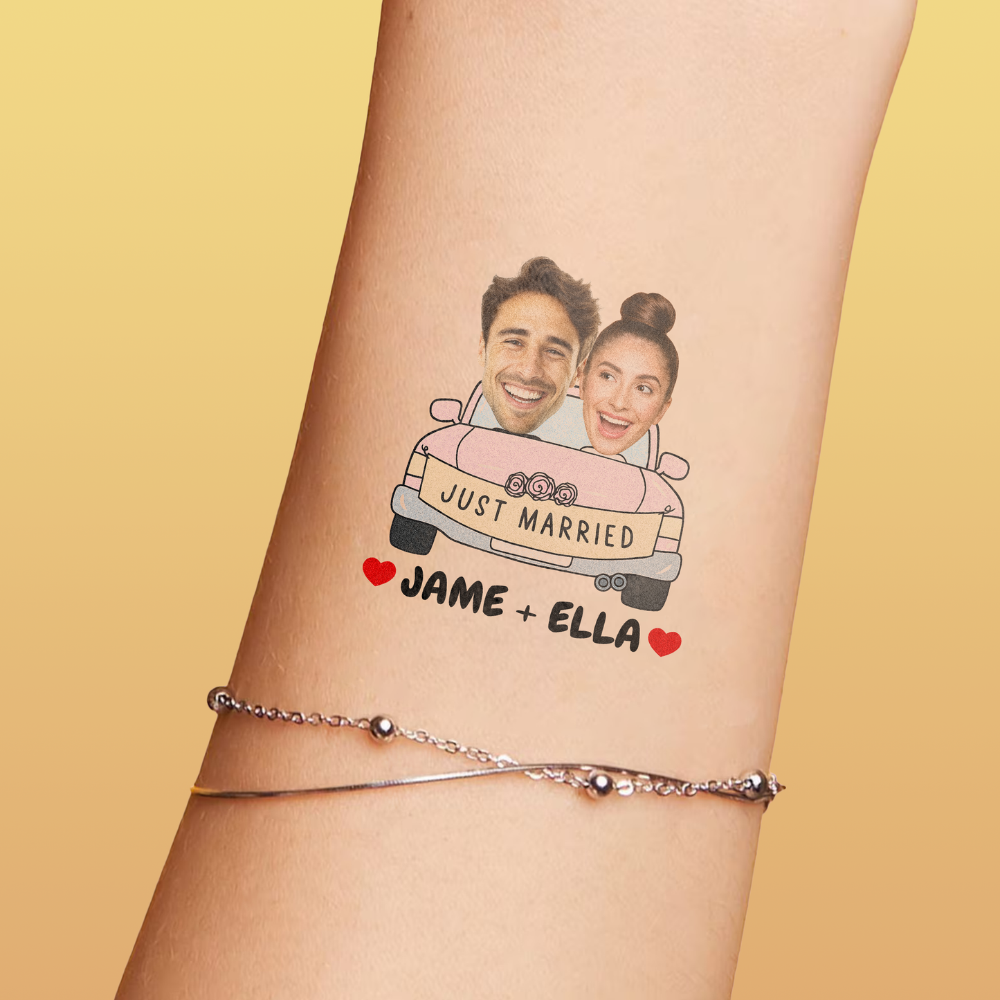 Wedding Custom Groom Bride Face Temporary Tattoo