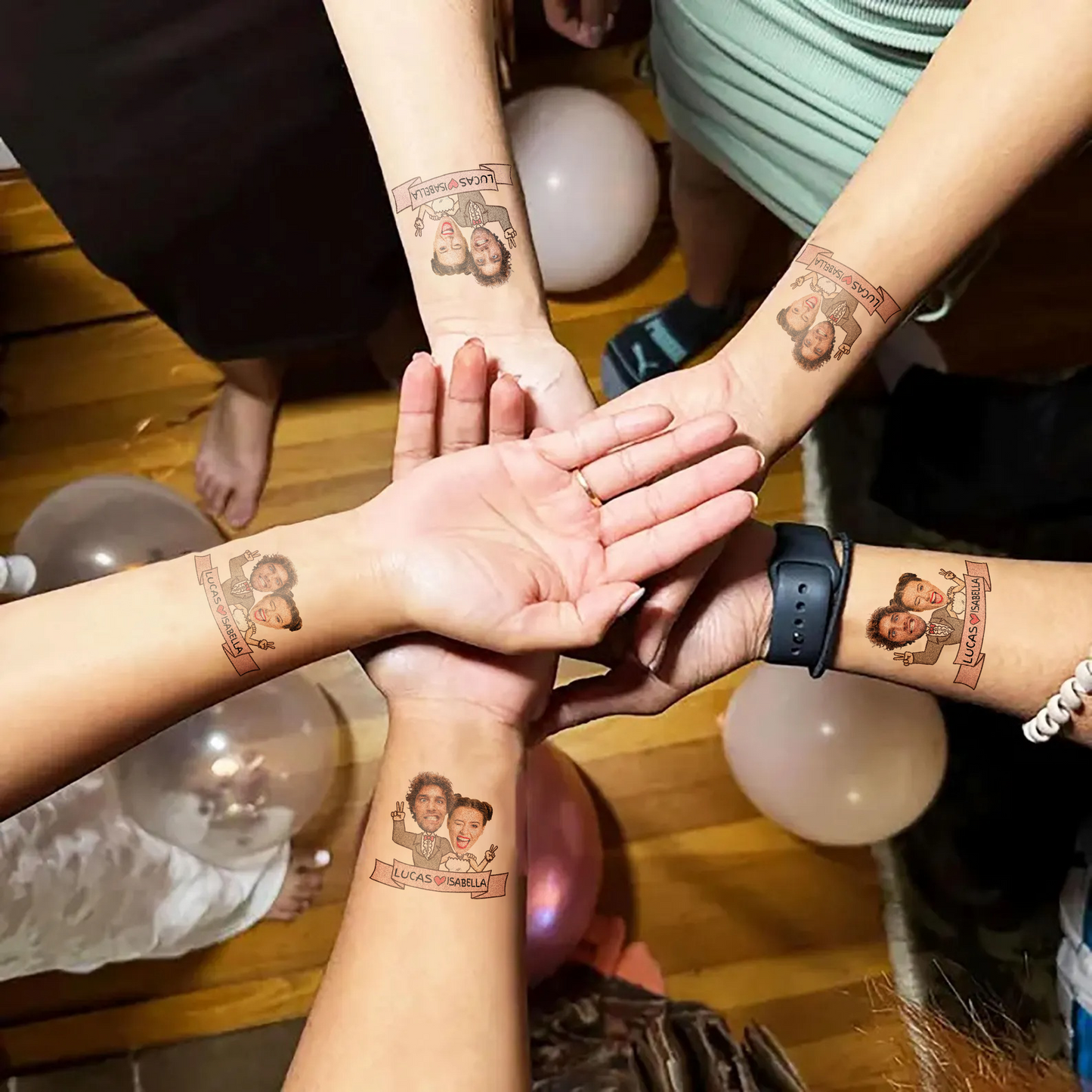 Wedding Custom Groom Bride Face Temporary Tattoo