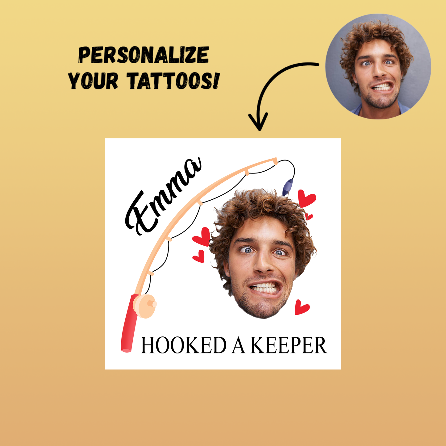 A Keeped Custom Groom Face Temporary Tattoo
