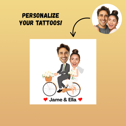 Wedding Custom Groom Bride Face Temporary Tattoo