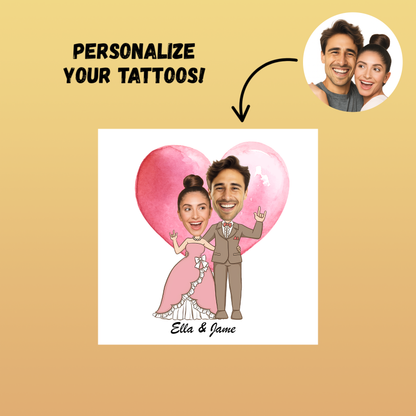 Wedding Custom Groom Bride Face Temporary Tattoo
