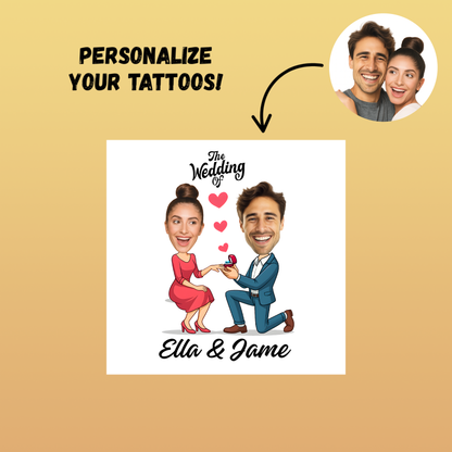 Wedding Custom Groom Bride Face Temporary Tattoo