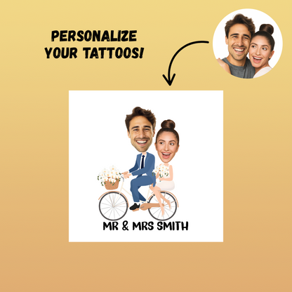 Wedding Custom Groom Bride Face Temporary Tattoo