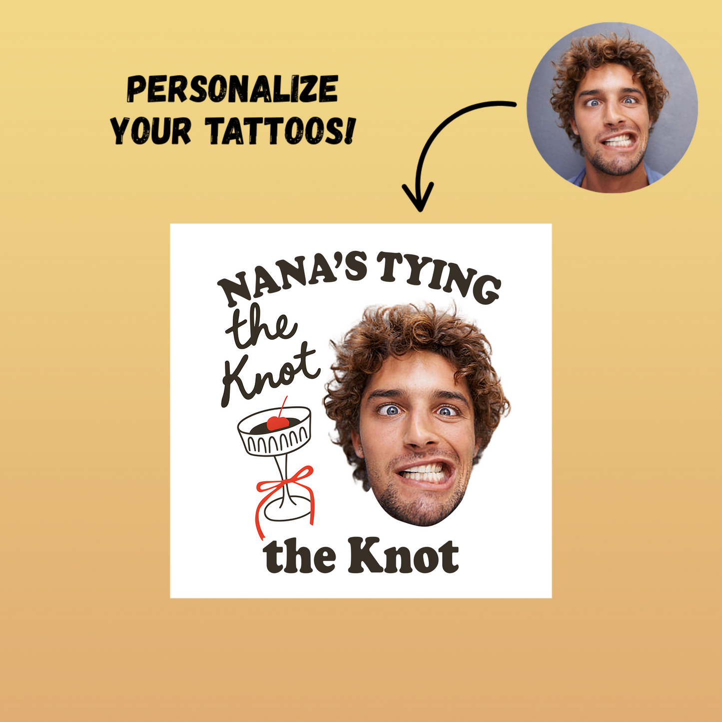 Tying The Knot Custom Groom Face Temporary Tattoo