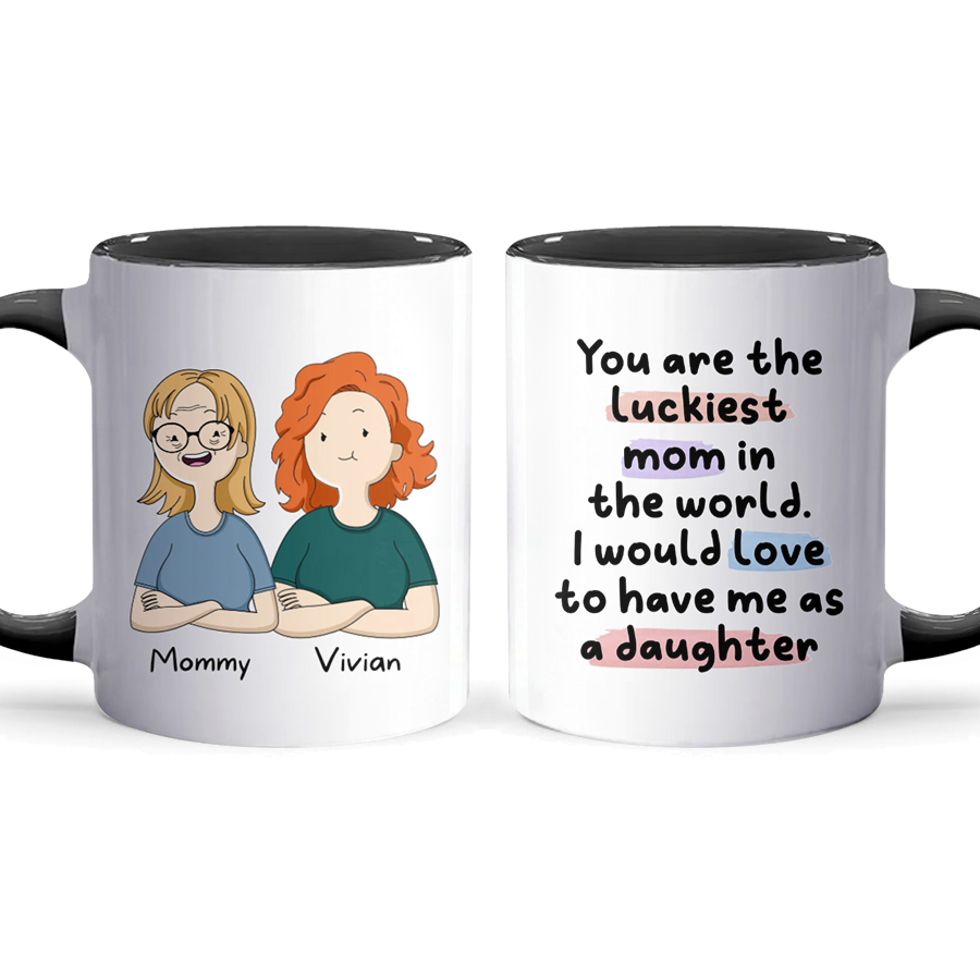 Luckiest Mom - Personalized Accent Mug