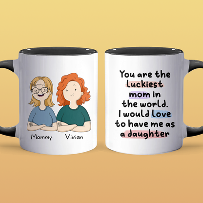 Luckiest Mom - Personalized Accent Mug