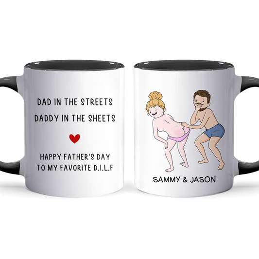 Dad In The Streets - Personalized Accent Mug