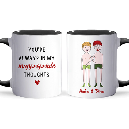 Inappropriate Thoughts - Personalized Accent Mug