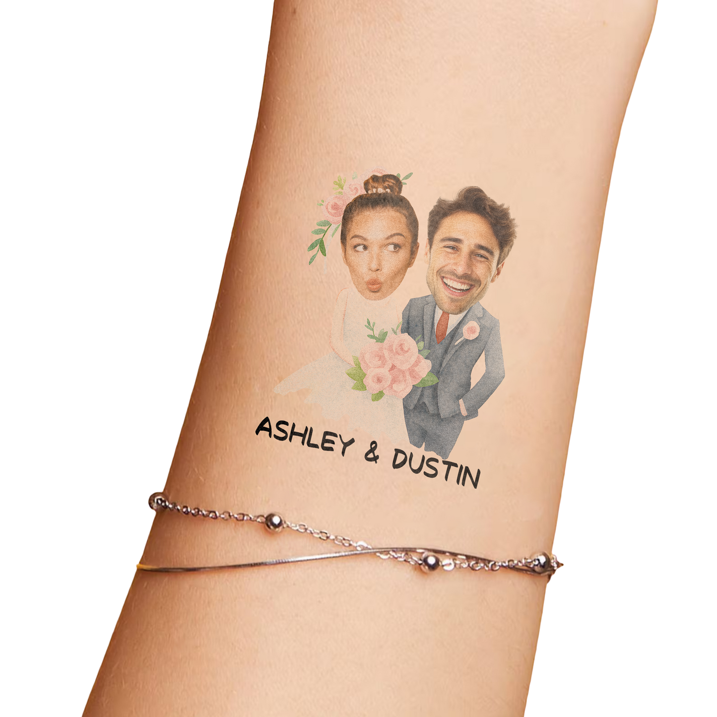 Wedding Custom Groom Bride Face Temporary Tattoo