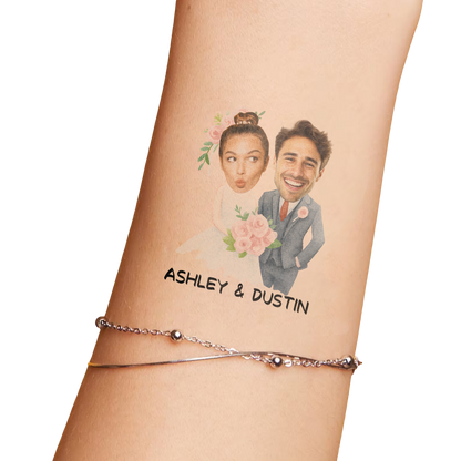Wedding Custom Groom Bride Face Temporary Tattoo