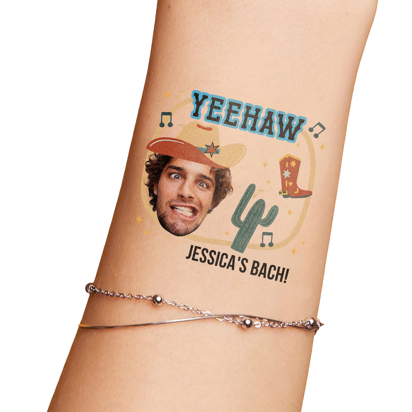 Yeehaw Custom Groom Face Temporary Tattoo