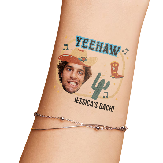 Yeehaw Custom Groom Face Temporary Tattoo