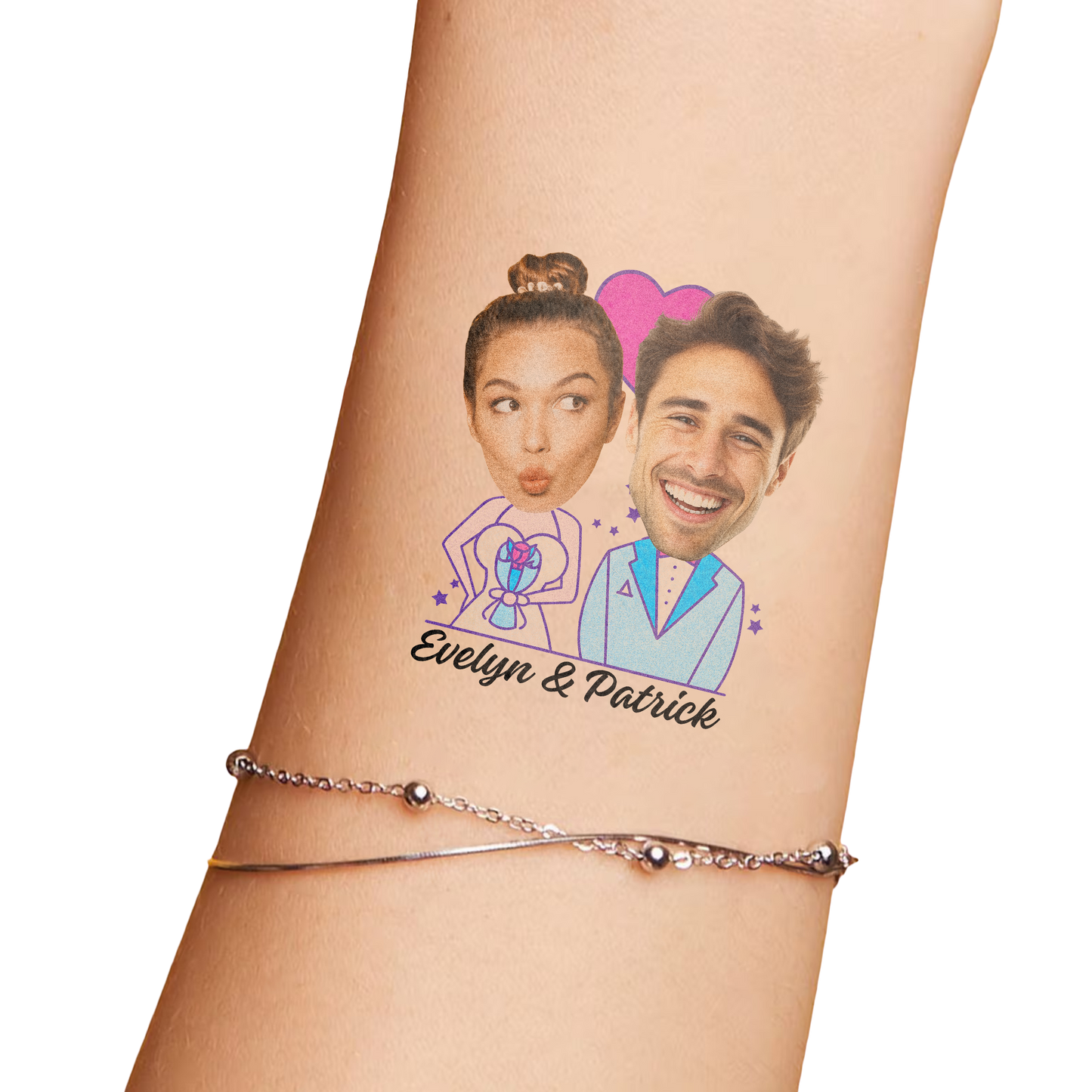 Wedding Custom Groom Bride Face Temporary Tattoo