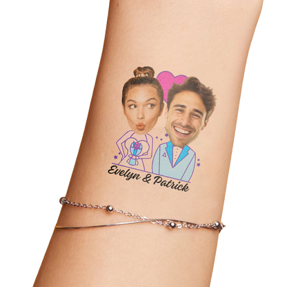 Wedding Custom Groom Bride Face Temporary Tattoo