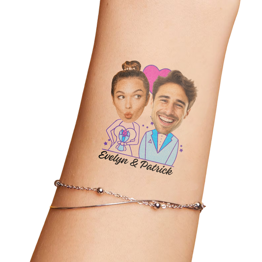 Wedding Custom Groom Bride Face Temporary Tattoo