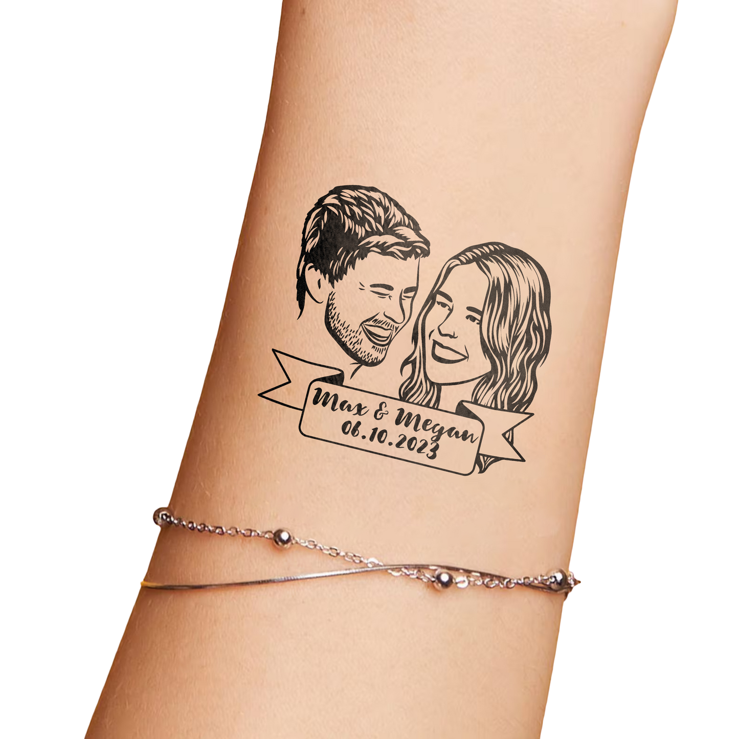 Wedding Custom Bride Groom Face Temporary Tattoo