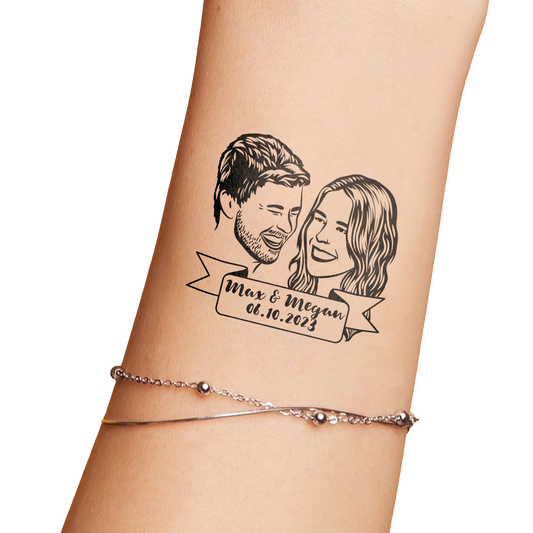 Wedding Custom Bride Groom Face Temporary Tattoo