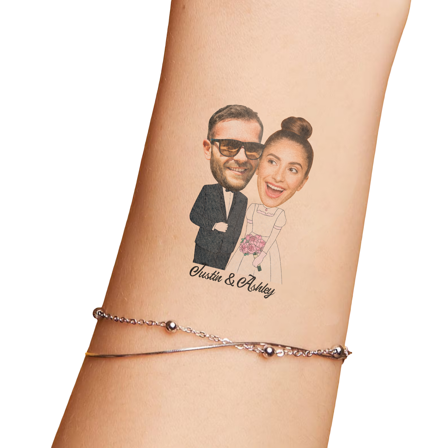 Wedding Custom Groom Bride Face Temporary Tattoo