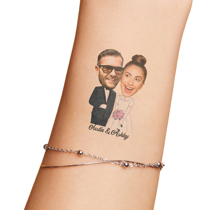 Wedding Custom Groom Bride Face Temporary Tattoo
