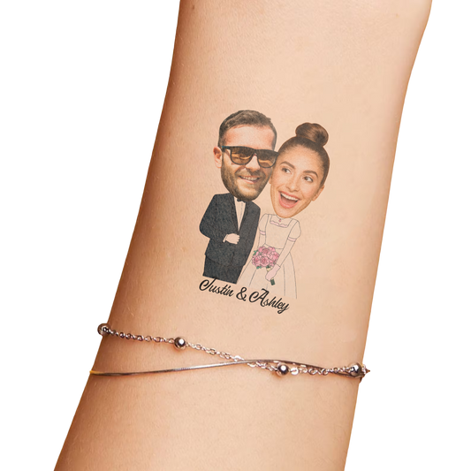 Wedding Custom Groom Bride Face Temporary Tattoo
