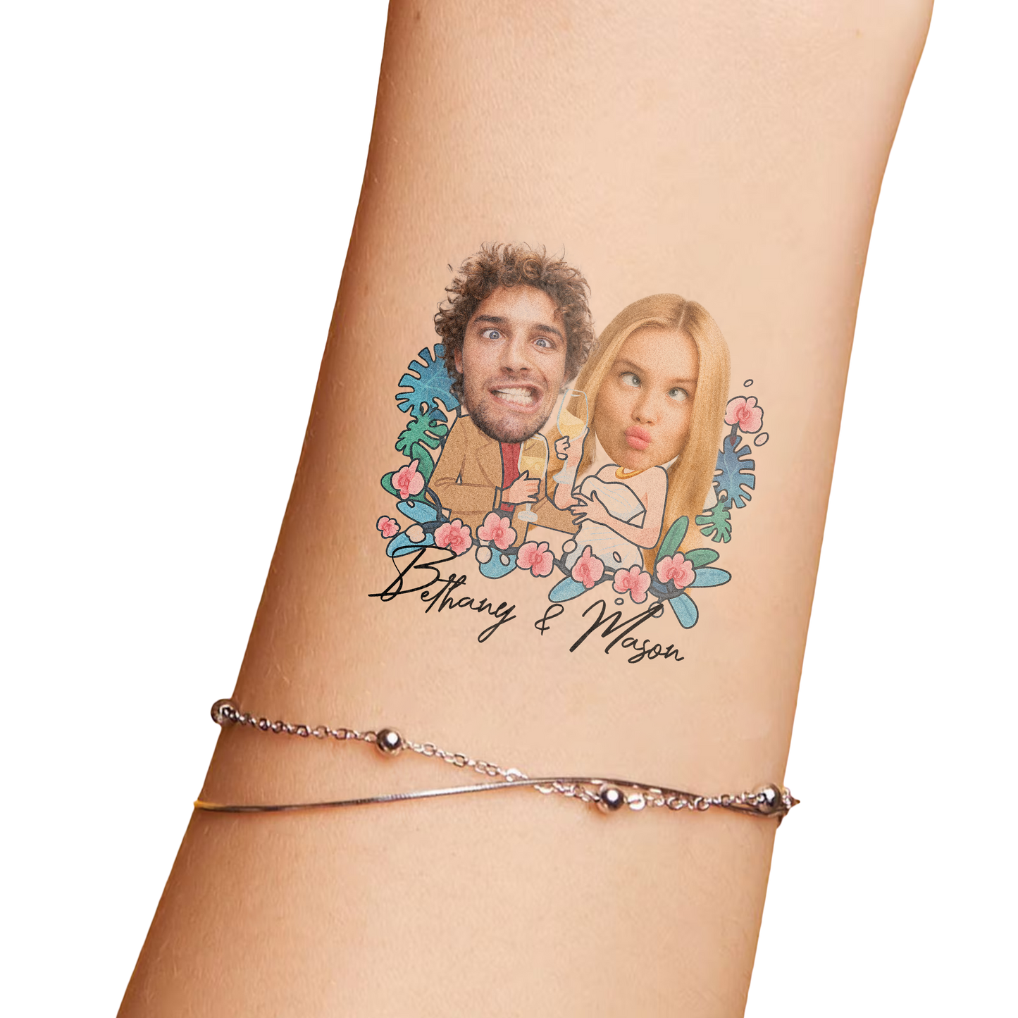 Wedding Custom Groom Bride Face Temporary Tattoo