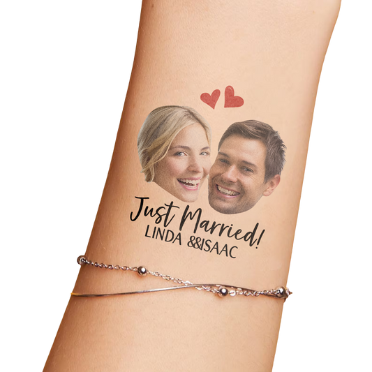 Wedding Custom Groom Bride Face Temporary Tattoo