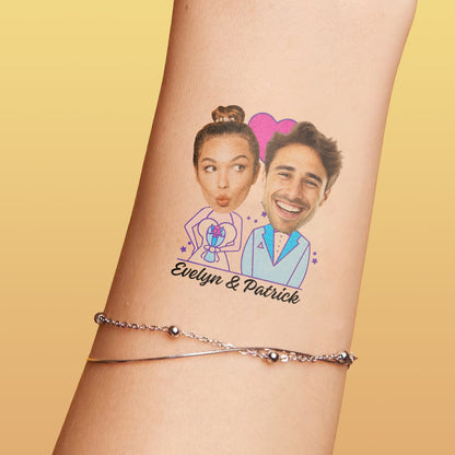 Wedding Custom Groom Bride Face Temporary Tattoo