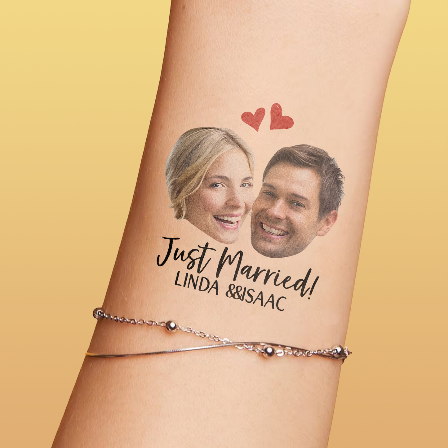 Wedding Custom Groom Bride Face Temporary Tattoo