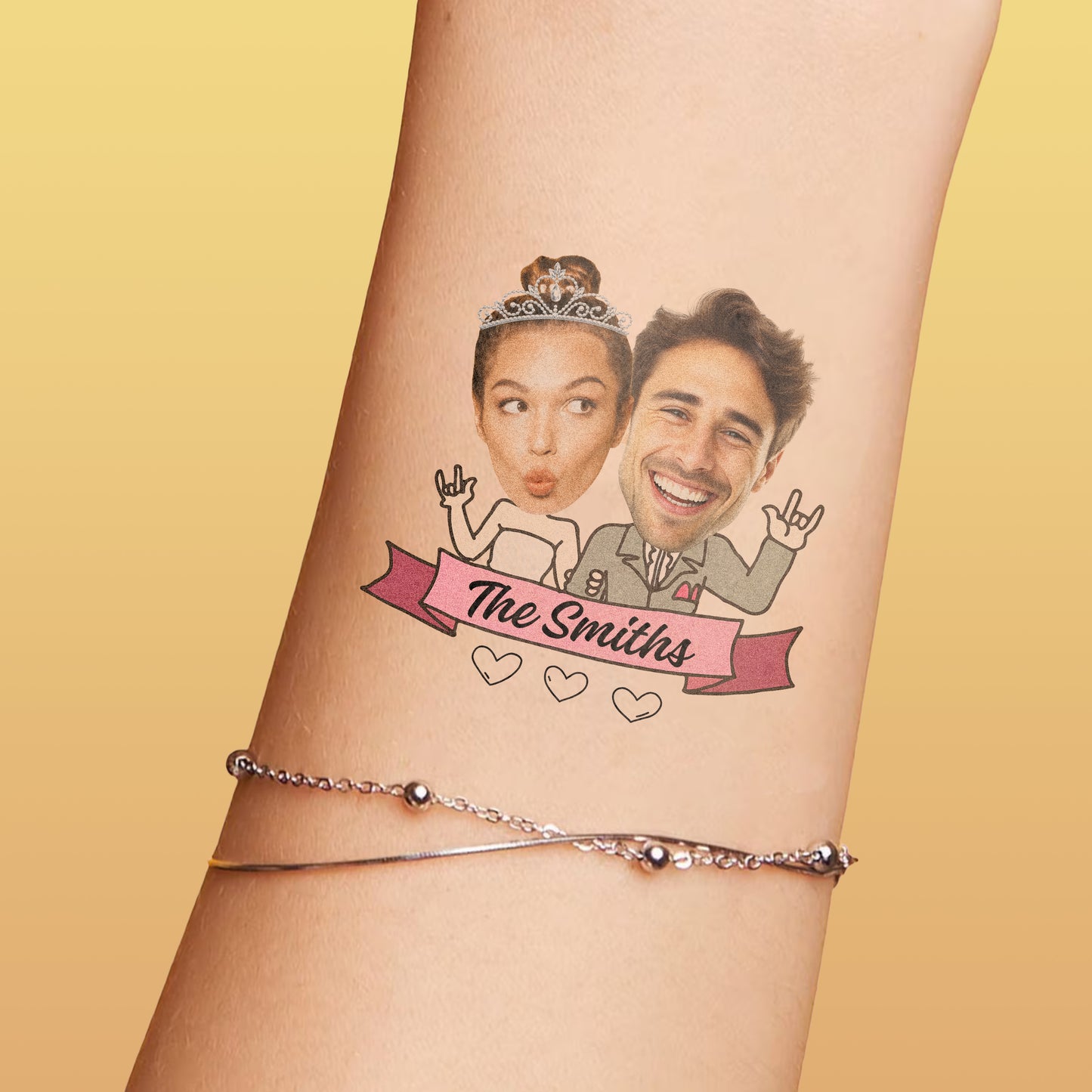 Wedding Custom Groom Bride Face Temporary Tattoo