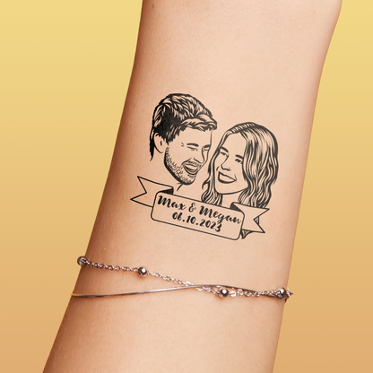 Wedding Custom Bride Groom Face Temporary Tattoo