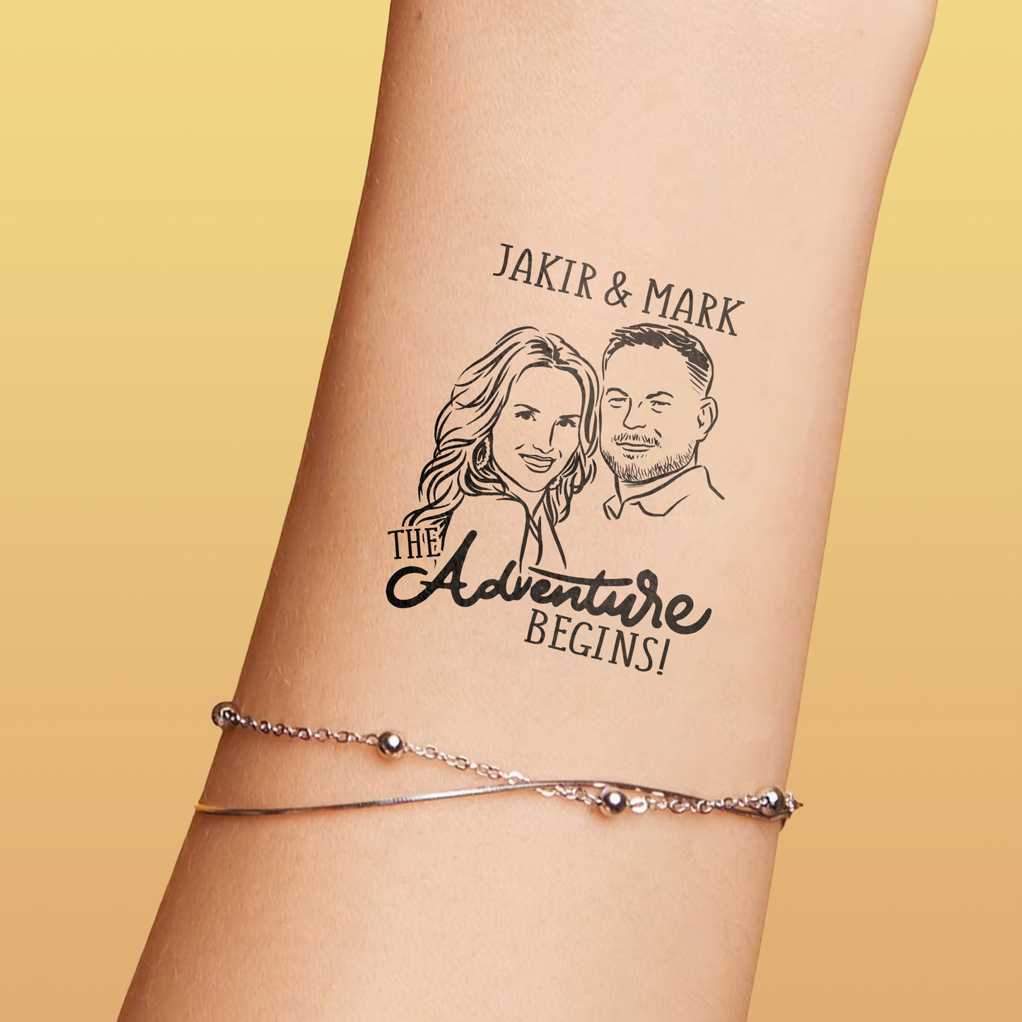 Wedding Custom Bride Groom Face Temporary Tattoo