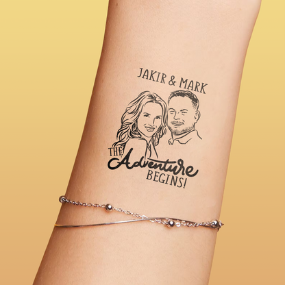 Wedding Custom Bride Groom Face Temporary Tattoo