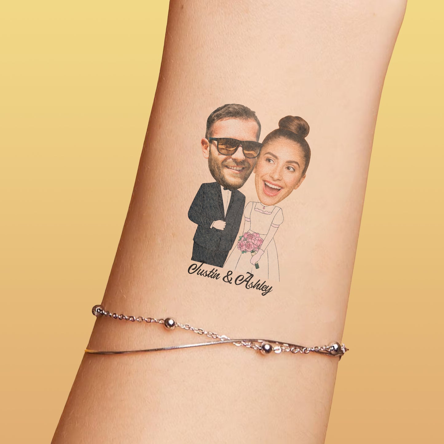Wedding Custom Groom Bride Face Temporary Tattoo