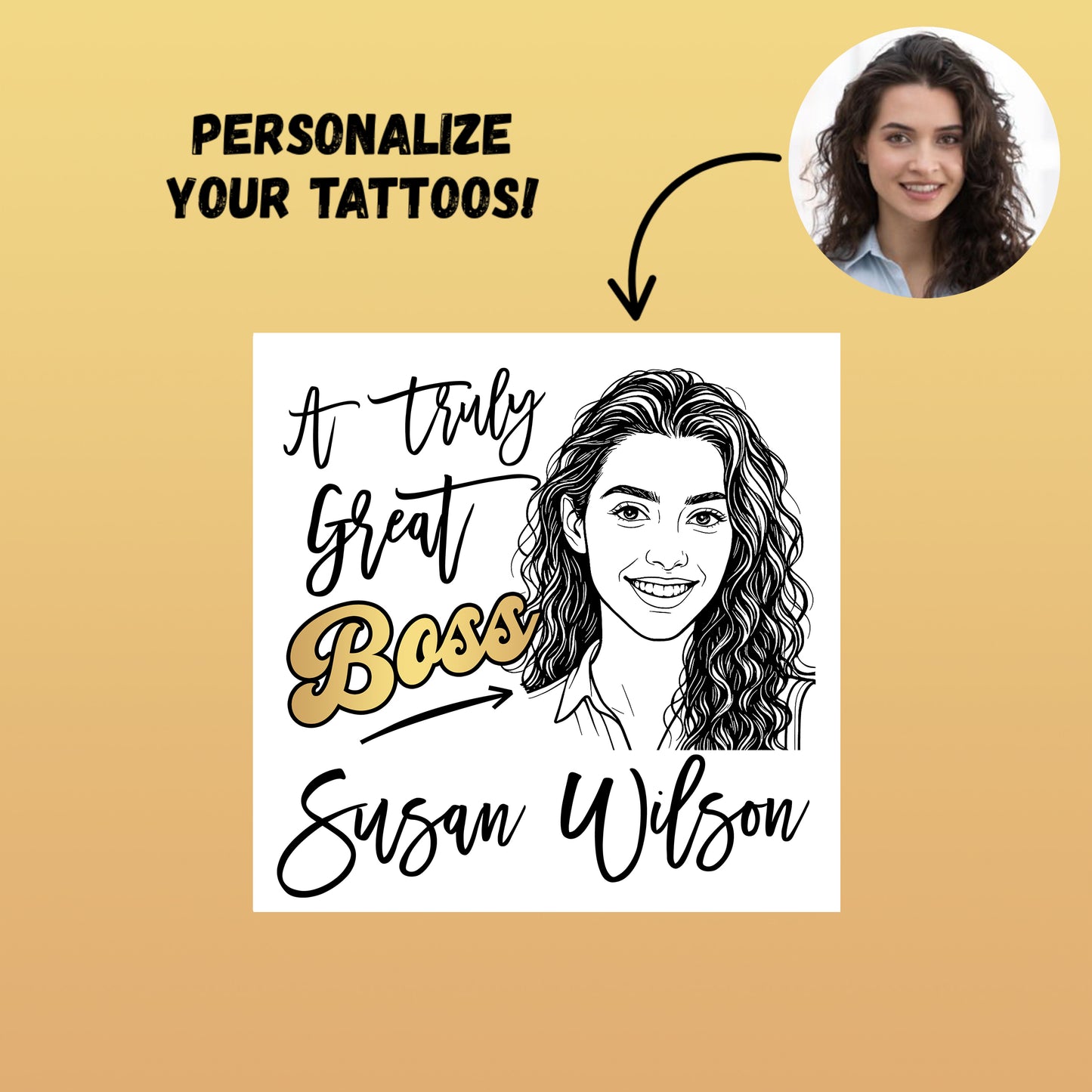 Truly Great Custom Boss Face Temporary Tattoo