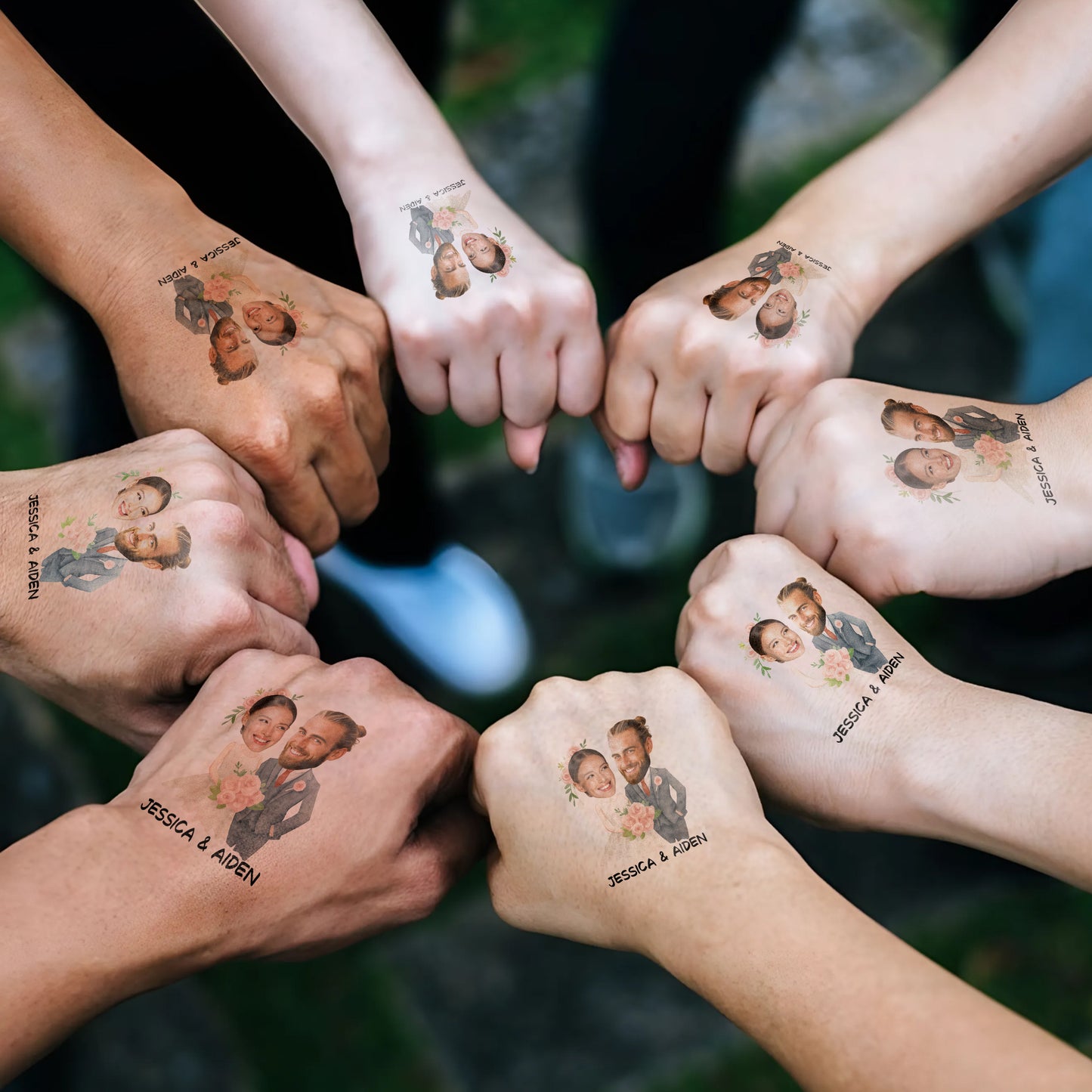 Wedding Custom Groom Bride Face Temporary Tattoo