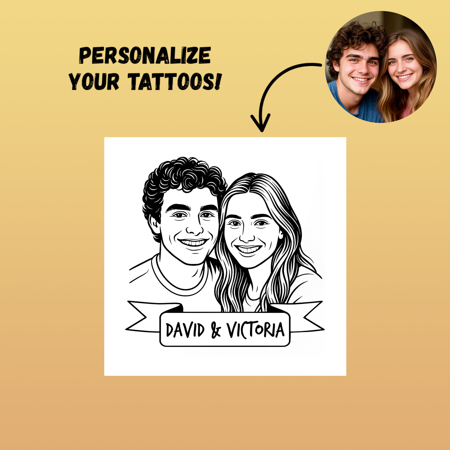Wedding Custom Bride Groom Face Temporary Tattoo